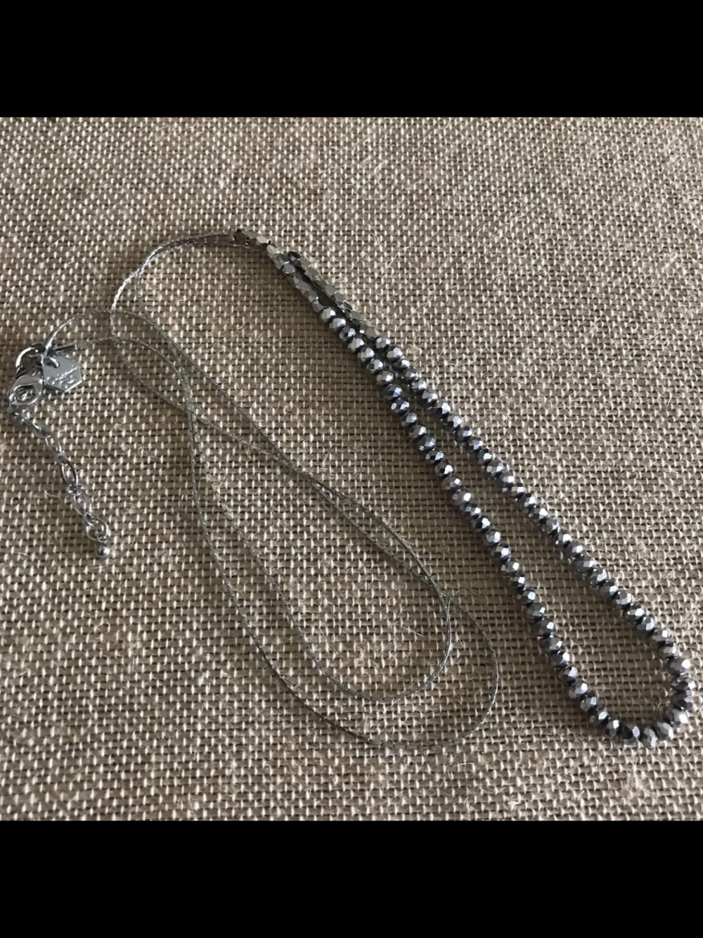 Origami Owl Silver Hematite Beaded Double-Strand Necklace 32”-34”